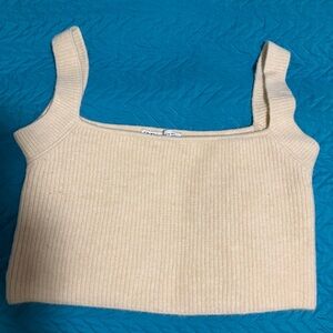 ZARA Cream Ribbed Knit Women's Top